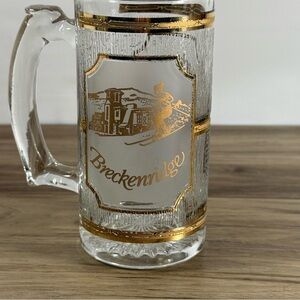 Vintage Breckenridge Culver Glass Souvenir Mug Gold Trim Textured Frosted Glass